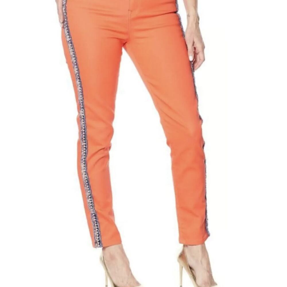 SKU 1628 Diane Gilman DG2 Stretch Boucle Stripe Skinny Jean Strawberry 22WP